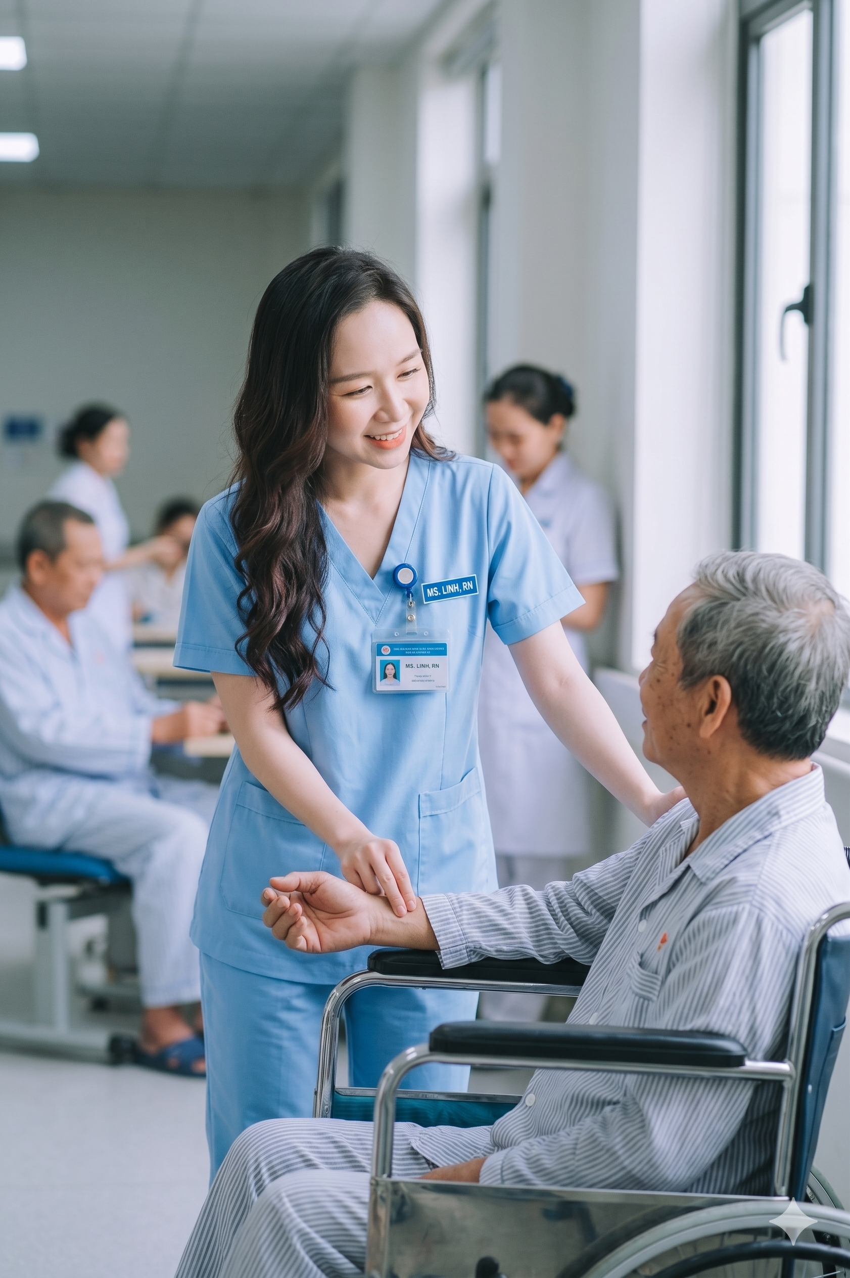 病院で働く若い女性スタッフ